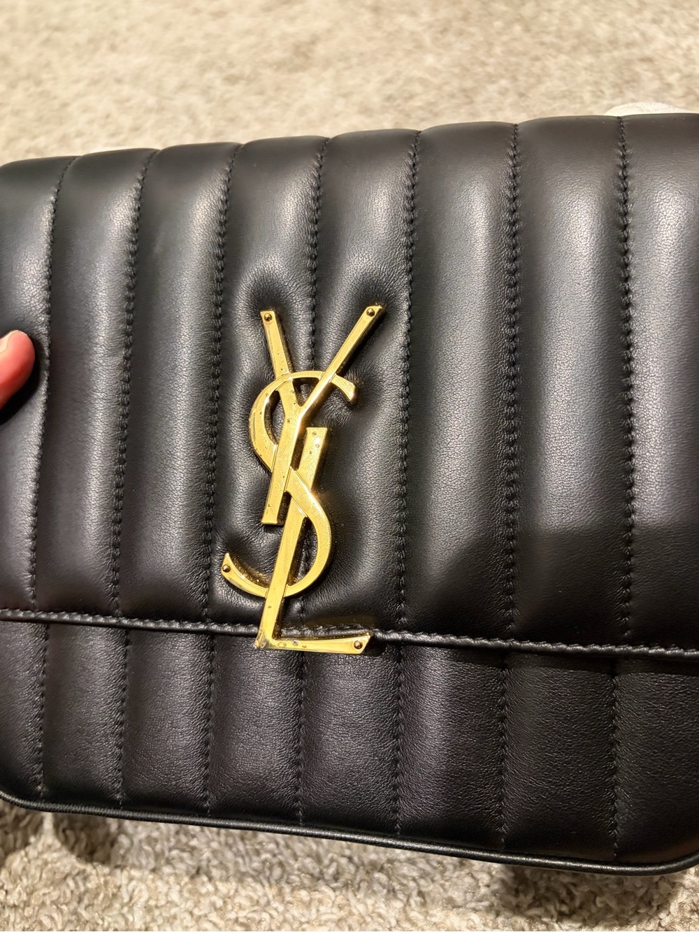 Saint Laurent Black Quilted Leather Bag with Gold YSL Embossed Logo - Picture 8 of 11